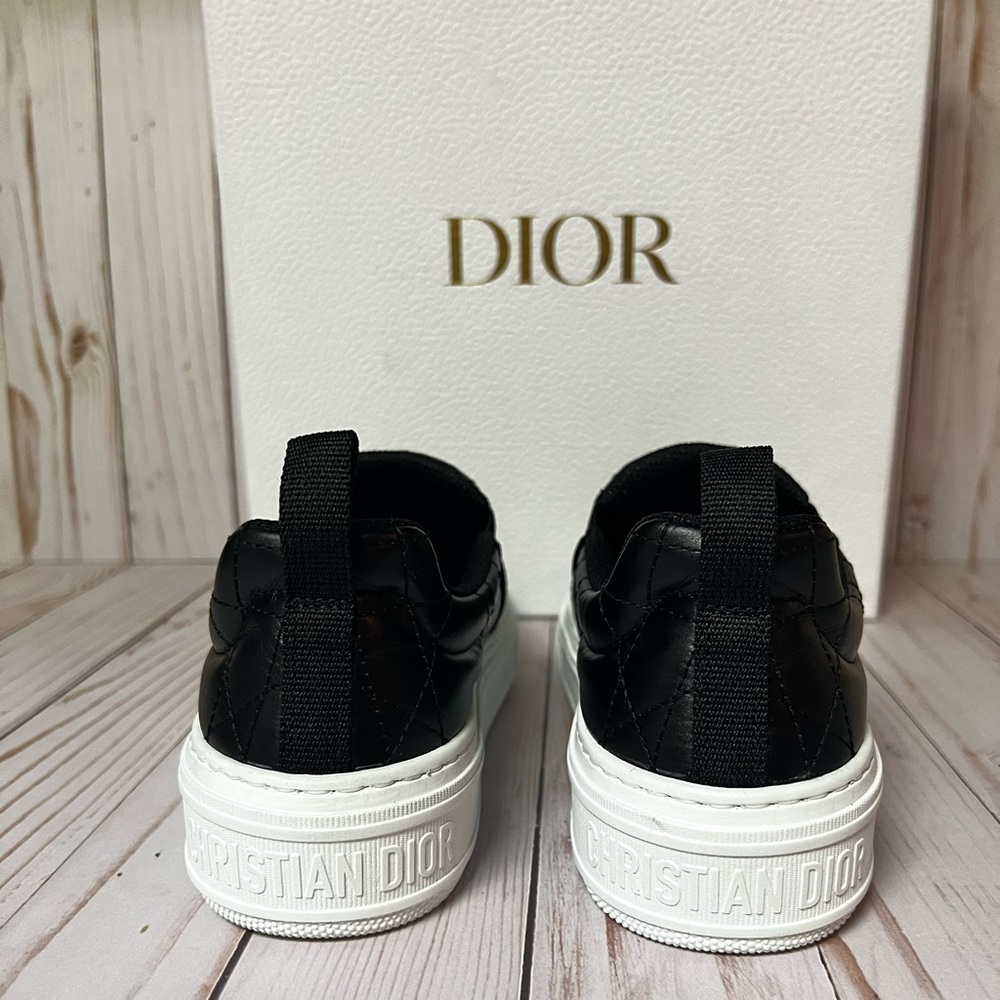 Christian Dior Solar Cannage Quilted Leather Slip On Sneaker Black Sz 35 / 5 - Picture 8 of 14